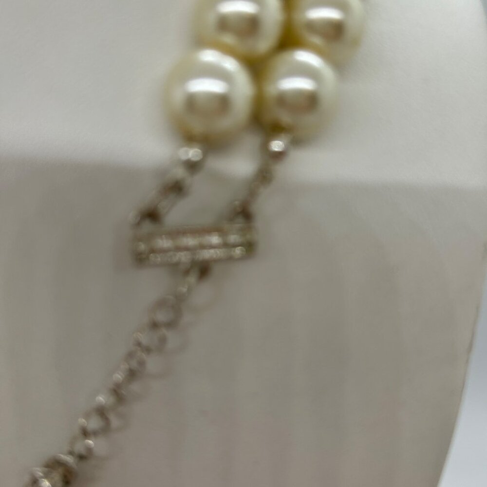 Vintage Faux Pearl Necklace Double Strand Creamy White Glass Beaded Choker 20 In - Picture 8 of 13